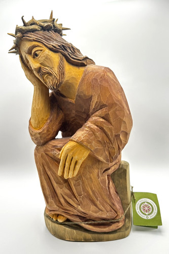 Hand carved wooden jesus - wooden,