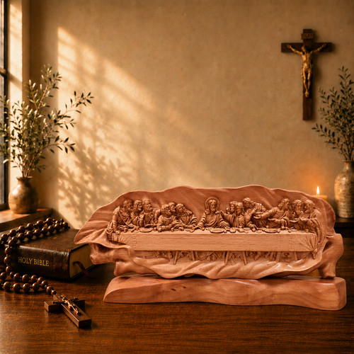 Last supper wooden - supper, statue
